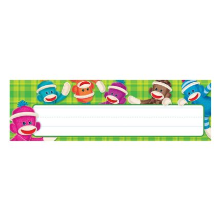 Sock Monkeys Desk Topper Name Plates 36 Pack