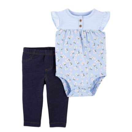Baby Girl Floral Bodysuit Pants Set