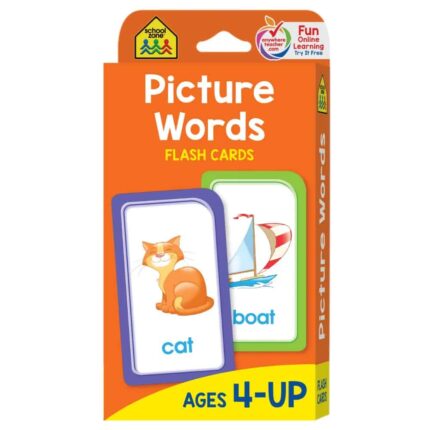 School Zone - Picture Words Flash Cards - Ages 4 and Up, Preschool to Kindergarten, Phonics, Early Reading Words, Sight Words, Word-Picture Recognition, and More