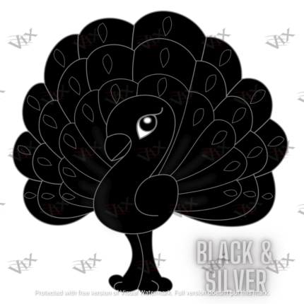 Peacock Black & Silver Graphic