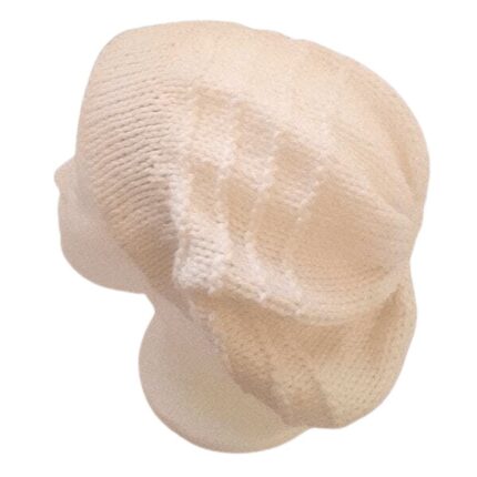 Knit Tam, White Slouch Knit Hat Solid Colour